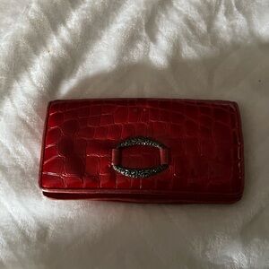 Elegant Red Crocodile-Embossed Clutch